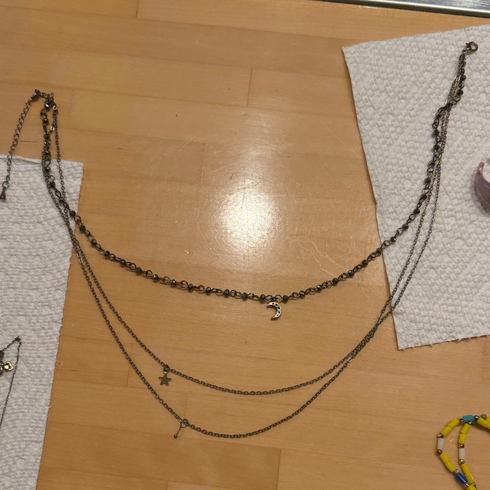 3 Layered Necklace with Charms